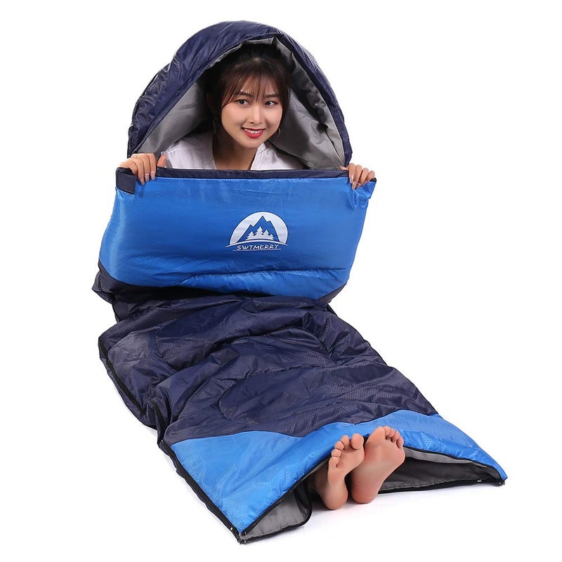 SWTMERRY Sleeping Bag 3 Seasons (Summer, Spring, Fall) Warm & Cool Weather - Lightweight,Waterproof Indoor & Outdoor Use for Camping Hiking, Backpacking and Survival (Navy Blue) - Image 3